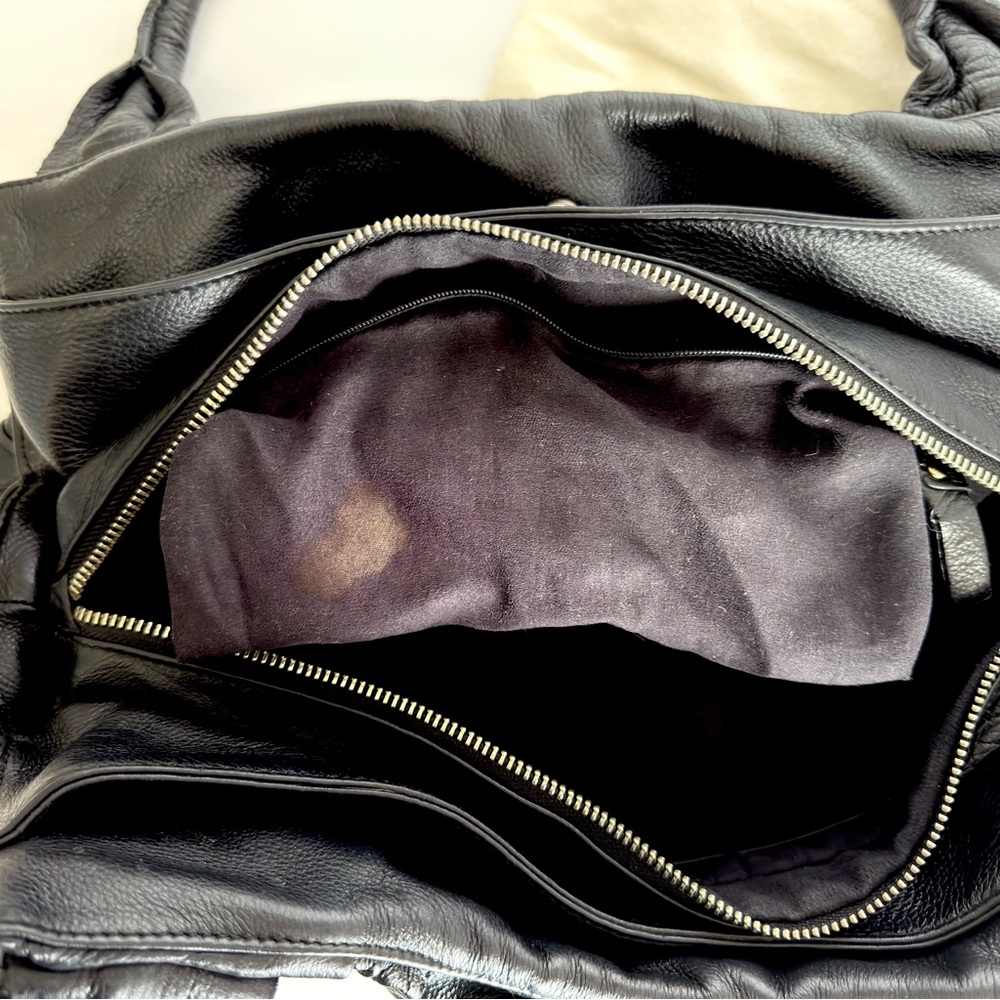 Charles David Black Shoulder Leather Bag with Gold Accents - Picture 10 of 11